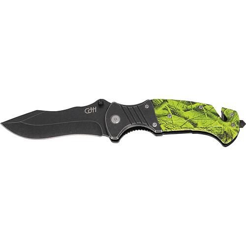 Couteau de sauvetage CJH 10000841 avec clip, camo/vert Standard 1
