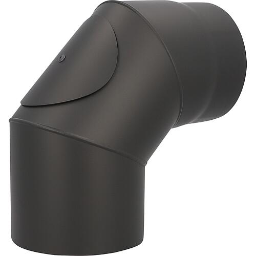 Coude de conduit de fumée avec porte de nettoyage, DN150, 90°, laqué noir
