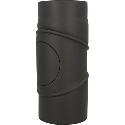 Coude de conduit de fumée avec porte de nettoyage, DN150, 0-90°, laqué noir