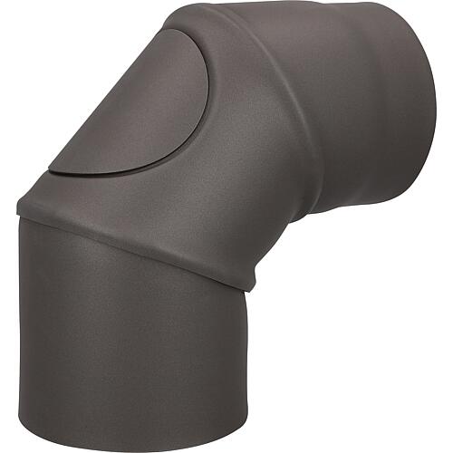 Coude tube de fumee laque avec porte de nettoyage DN150,0-90°,gris