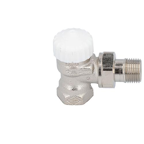 Soupape thermostatique Heimeier V-exact II bronze nickele R 1/2" forme équerre