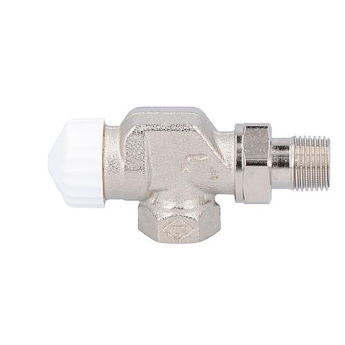 Soupape thermostatique Heimeier V-exact II bronze nickele R 1/2" forme axiale équerre inversée