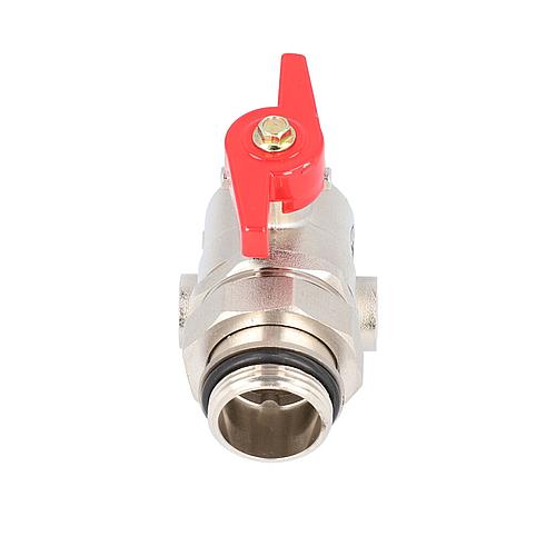 Robinet spherique equerre poignee rouge DN25(1"),fem xDN25 (1") male,prise pr thermome