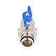 Robinet spherique equerre  poi- gnee bleue,DN25(1"),fem x DN25 (1") male, prise pr thermometre