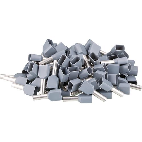 Cosse jumelle isolee 4,0 x 23 gris, sachet a 100 Pieces