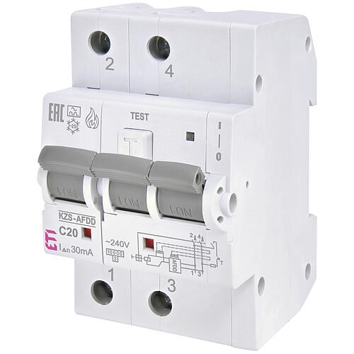 ETI Interrupteur de protection incendie KZS-AFDD 3M2p, 2 pôles, type A, C20 / 0,03A, instantané, REG