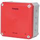 Boîte de dérivation FR 140x140x81mm, encoches d'ouverture IP66, PS, gris/rouge, éclairage de sécurité