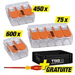 Kit de Bornes de raccordement, 1125 pièces + Tournevis GRATUIT + Mallette de transport