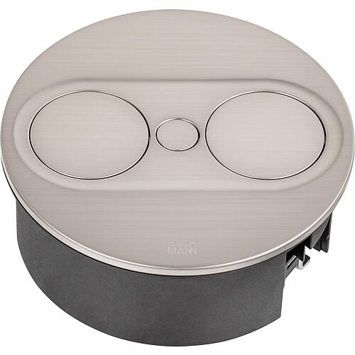 Bachmann TWIST 2 prise de table, 2x UTE, acier inoxydable, ronde, France