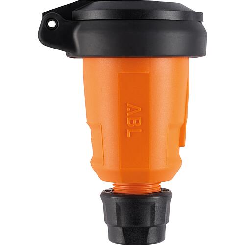 Hightech Kupplung, SCHUKO, Elamid, orange, selbstschl. Klappdeckel, IP54, Typ 1580
