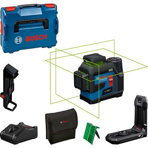 Laser croisé sans fil Bosch GLL 12V-100-33 CG, vert, 12 V avec 1 batterie 2,0 Ah et chargeur Standard 1