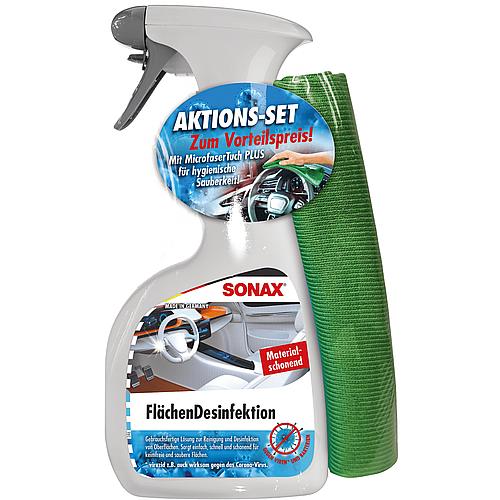 Désinfectant de surfaces Sonax 500 ml + 1 chiffon microfibre Standard 1