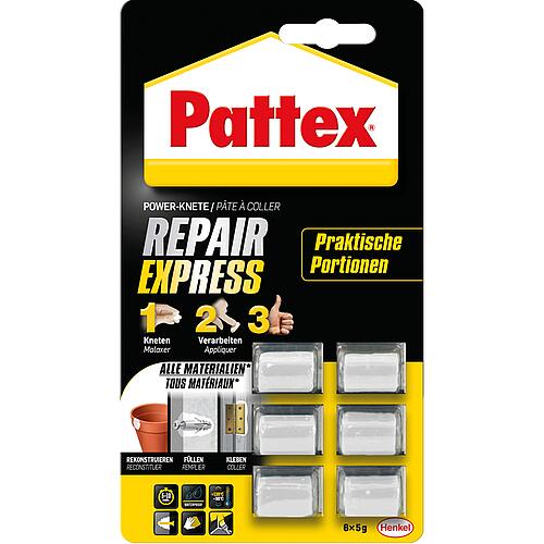 Pâte pour réparation PATTEX Power-pâte Repair Express 6 portions à 5g carte blister