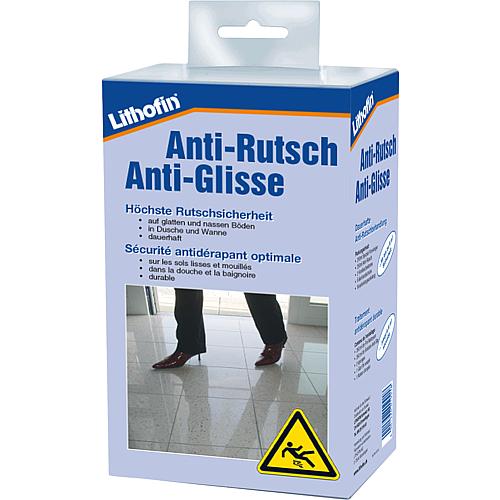 Antidérapant LITHOFIN (5 produits : pré-nettoyant, fluide antidérapant, 2 éponges, gants), 1 kit