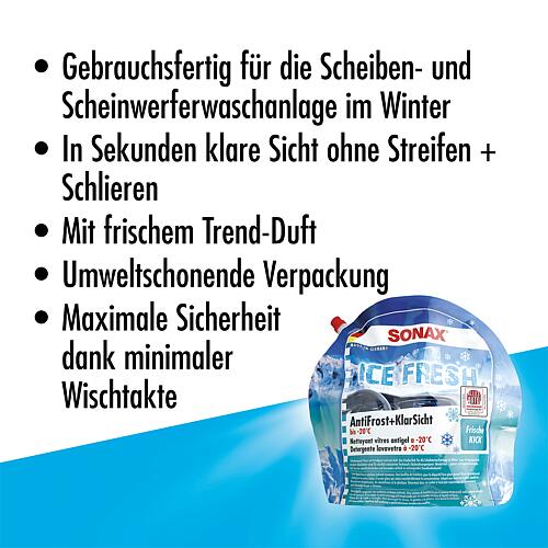 Nettoyant vitres hiver AntiFrost + Vision claire prêt à l'emploi jusqu'à -20°C, Ice-fresh Standard 5