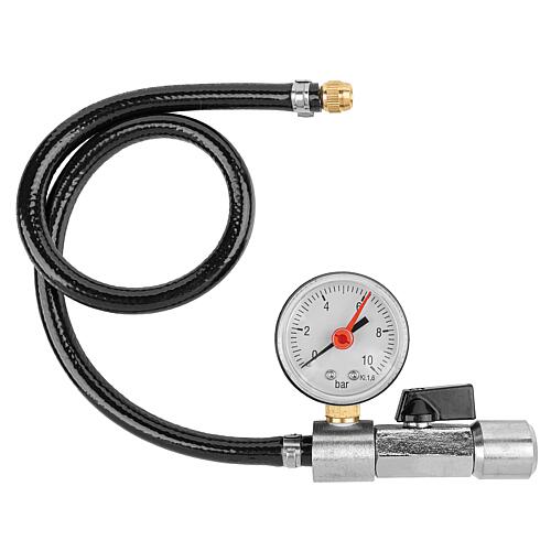 Adaptateur pour remplisseur de récipient avec manomètres 0-10 bar et dispositifs d'arrêt