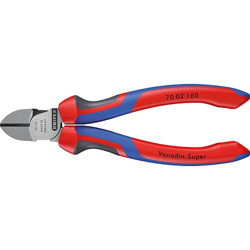 Pince coupante diagonale KNIPEX® polie avec poignée multi-composants, longueur 140mm avec facette