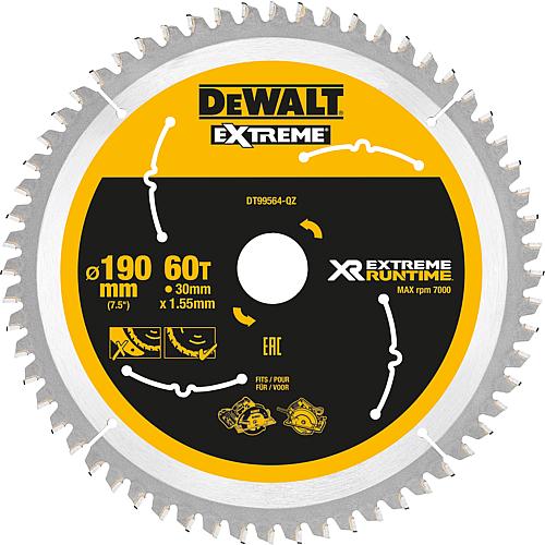 Lame de scie circulaire manuelle, DT99564, XR Extreme Runtime 60Z 190/30mm pour scie circulaire manuelle