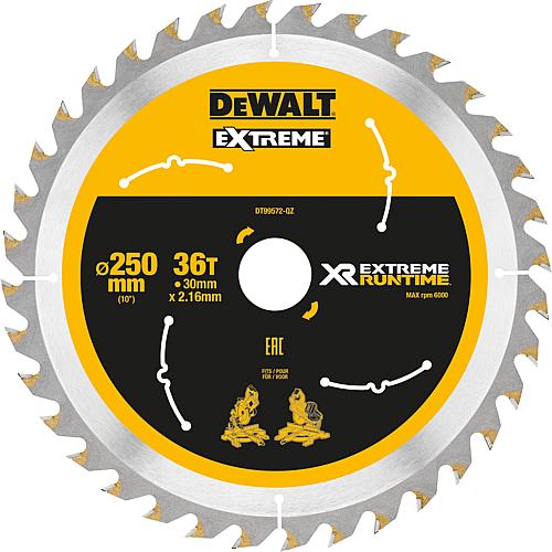 Lame de scie circulaire DeWalt, DT99572 XR Extreme Runtime 36Z 250/30 mm