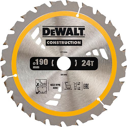 Lame de scie circulaire Construction, ø 190 x 30 mm, pour bois et matériaux composites Standard 1