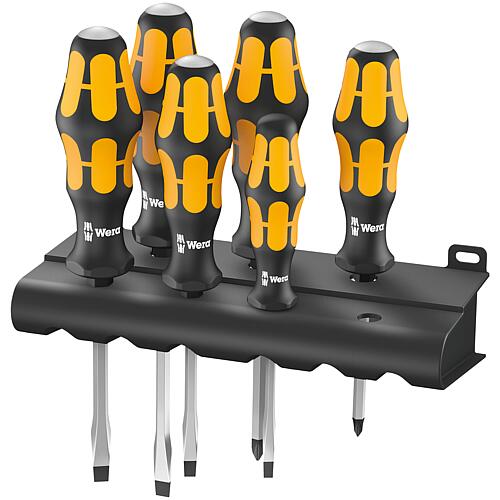 Jeu de tournevis Wera Kraftform fente/Pozidriv avec insert six pans et plaque de frappe, 6 pièces Standard 1
