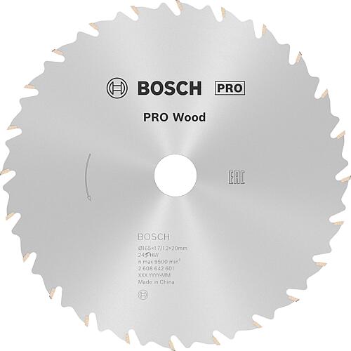 Lame de scie circulaire BOSCH Ø 165 x 20 avec 24 dents, coupe tranversale/longitudinale en bois