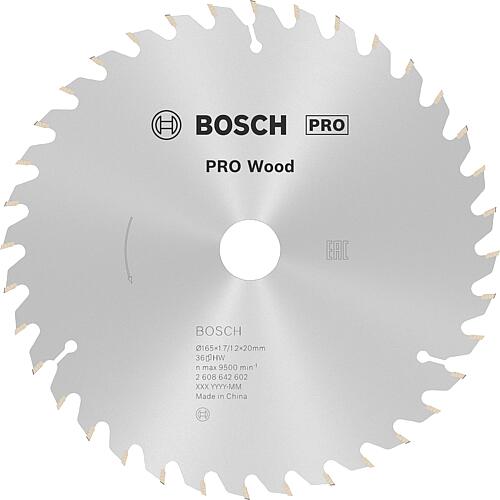 Lame de scie circulaire BOSCH Ø 165 x 20 avec 36 dents, coupe longitudinale/transverale en bois
