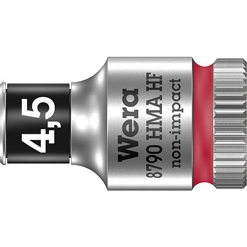 Douilles pour cliquet 6 pans Wera 8790 HMA HF à emmanchement 1/4", métrique, courtes, avec fonction de retenue, SW 4,5 x 23 mm