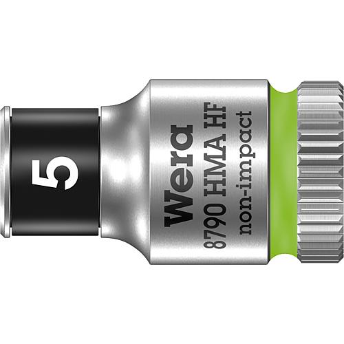 Douilles pour cliquet 6 pans Wera 8790 HMA HF à emmanchement 1/4", métrique, courtes, avec fonction de retenue, SW 5,0 x 23 mm