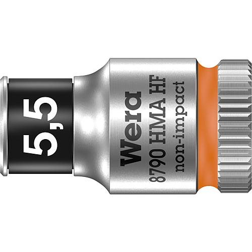 Douilles pour cliquet 6 pans Wera 8790 HMA HF à emmanchement 1/4", métrique, courtes, avec fonction de retenue, SW 5,5 x 23 mm