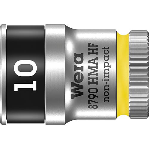 Douilles pour cliquet 6 pans Wera 8790 HMA HF à emmanchement 1/4", métrique, courtes, avec fonction de retenue, SW 10,0 x 23 mm