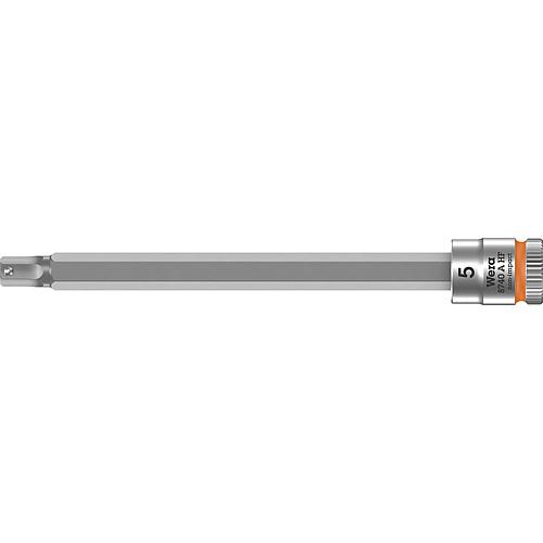 Douille pour cliquet à six pans creux Wera 8740 A HF Noix à embout avec entraînement 1/4", métrique, longue, avec fonction de retenue, SW 5,0 x 100 mm