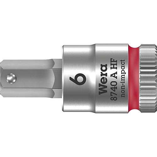 Douille pour cliquet à six pans creux Wera 8740 A HF Noix à embout à emmanchement 1/4", métrique, courte, avec fonction de retenue, SW 6,0 x 28 mm
