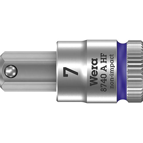 Douille pour cliquet à six pans creux Wera 8740 A HF Noix à embout avec entraînement 1/4", métrique, courte, avec fonction de retenue, SW 7,0 x 28 mm