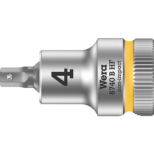 Douille pour cliquet à six pans creux Wera 8740 B HF Noix à embout avec entraînement 3/8", métrique, courte, avec fonction de retenue, SW 4,0 x 35 mm