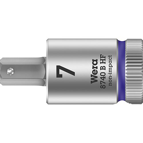Douille pour cliquet à six pans creux Wera 8740 B HF Noix à embout avec entraînement 3/8", métrique, courte, avec fonction de retenue, SW 7,0 x 38,5 mm