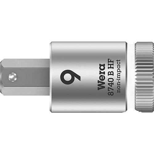 Douille pour cliquet à six pans creux Wera 8740 B HF Noix à embout avec entraînement 3/8", métrique, courte, avec fonction de retenue, SW 9,0 x 38,5 mm