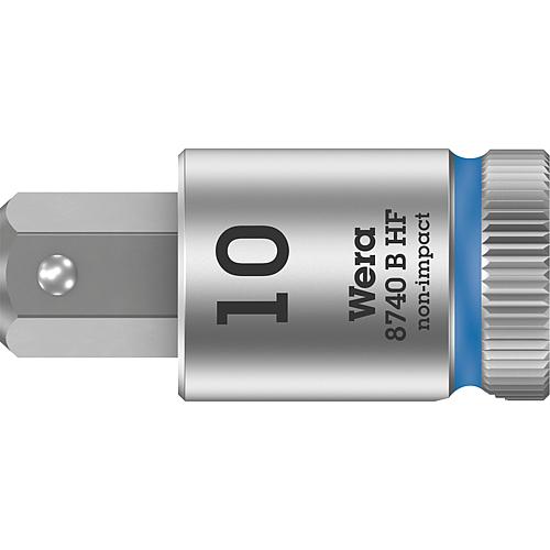 Douille pour cliquet à six pans creux Wera 8740 B HF Noix à embout avec entraînement 3/8", métrique, courte, avec fonction de retenue, SW 10,0 x 38,5 mm