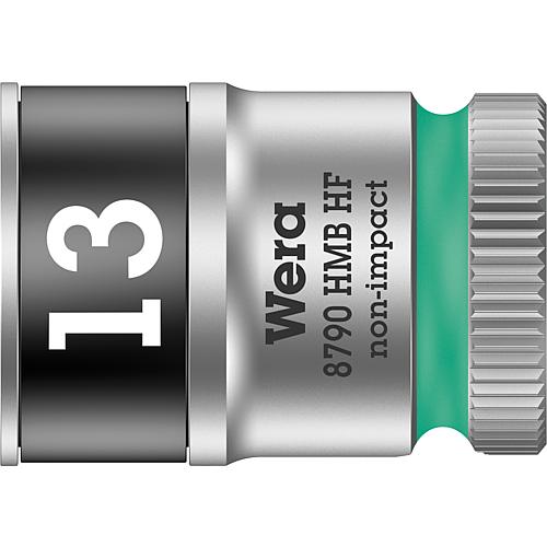 Douilles pour cliquet 6 pans Wera 8790 HMB HF à emmanchement 3/8", métrique, courtes, avec fonction de retenue, SW 13,0 x 29 mm