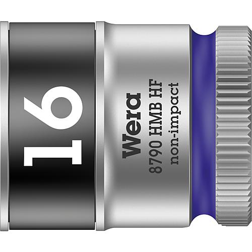 Douilles pour cliquet 6 pans Wera 8790 HMB HF à emmanchement 3/8", métrique, courtes, avec fonction de retenue, SW 16,0 x 29 mm