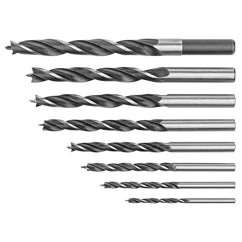 Kit meches a bois 3 pointes HELLER CV, 8 pieces d=3/4/5/6/7/8/9/10 mm