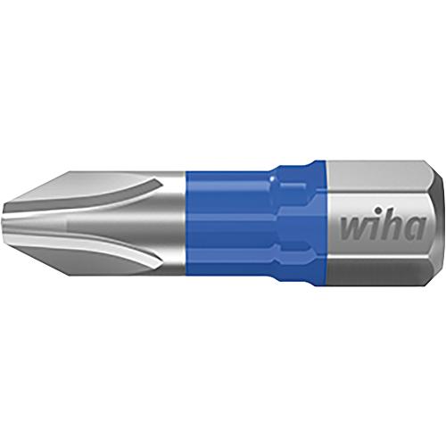 Embouts Phillips en T wiha 7011T à emmanchement 1/4", courts, avec zone de torsion, PH2 x 25 mm, Cond. = 5 pièces
