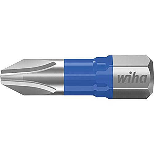 Embouts Phillips en T wiha 7011T à emmanchement 1/4", courts, avec zone de torsion, PH3 x 25 mm, Cond. = 5 pièces