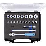 Jeu de clés à douille 1/2", métrique, 21 pièces