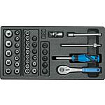 Jeu de clés à douille 1/4", en module 1/3, 37 pièces