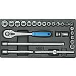 Jeu de clés à douille 3/8" 1500 ES-30, en module 1/3, 24 pièces