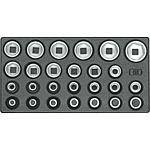 Jeu d'embouts de clé à douille 1/2" 6 pans 1500 ES-19, en module 1/3, 26 pièces