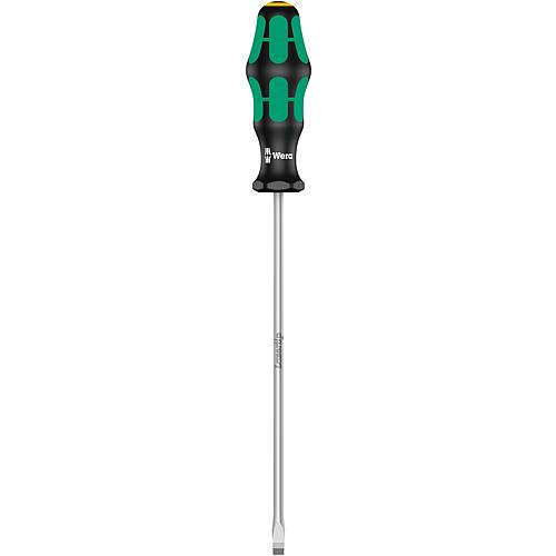 Tournevis pour vis à fente Wera 344 Kraftform Plus Séries 300, lame d'atelier, lame ronde, pointe Lasertip, SL6,5 x 1,2 x 200 mm