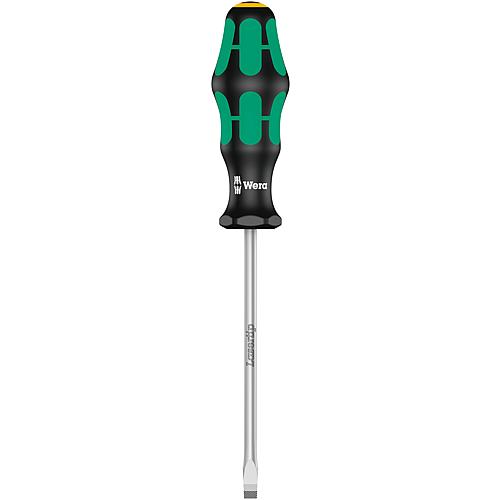 Tournevis pour vis à fente Wera 344 Kraftform Plus Séries 300, lame d'atelier, lame ronde, pointe Lasertip, SL6,0 x 1,0 x 125 mm