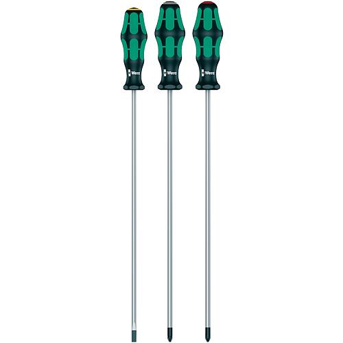 Jeu de tournevis WERA Kraftform Plus Séries 300, Fente, Phillips, Pozidriv, 3 pièces, modèle long Standard 1